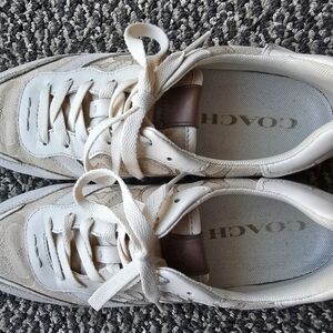 Coach White and Tan Sneakers (Women's)